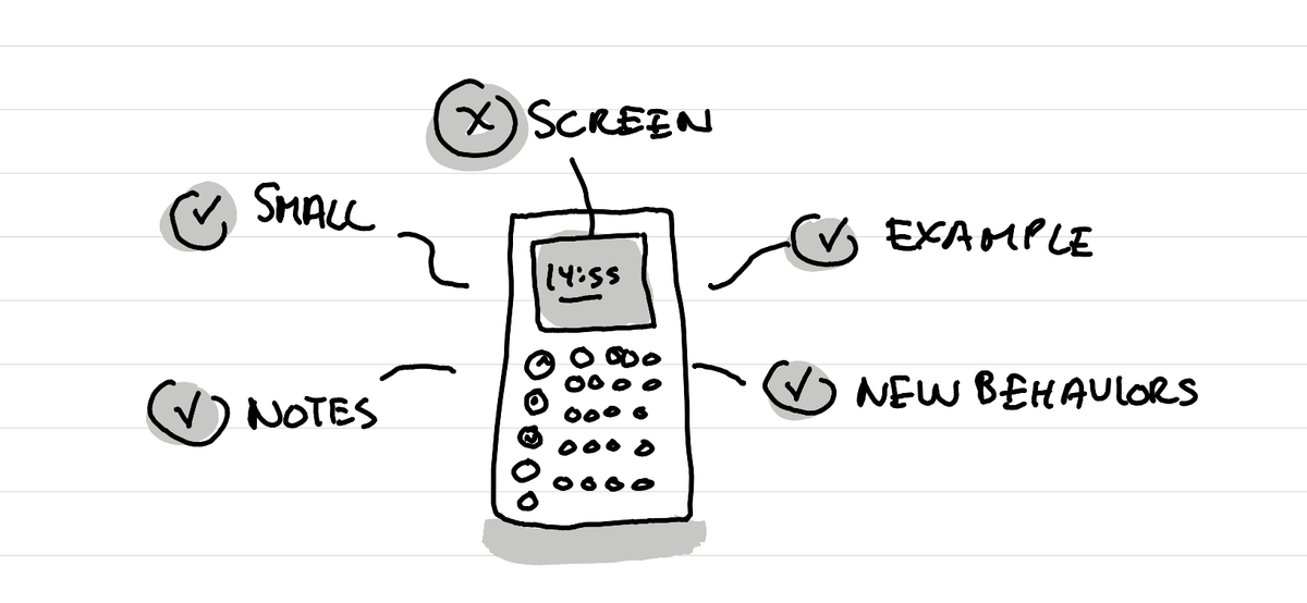 An illustration showing a punkt MP02 phone with 4 advantages and one issue