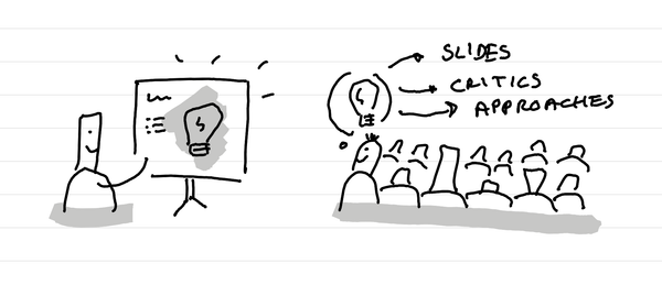 An illustration showing a student learning from a peer presentation