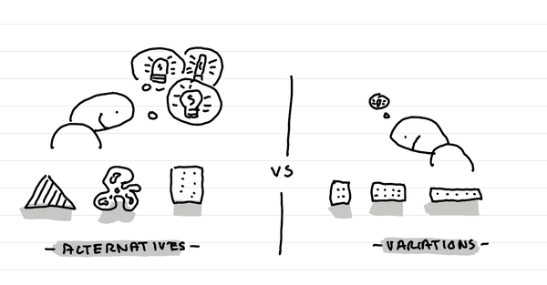 An illustration showing that alternatives lead to deeper learning than simple variations